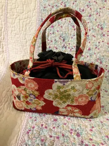 5117 크레이프 원단 리메이크 백 일본 의류용 빨간색 꽃무늬 성인식