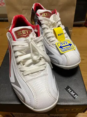 ZETT 소년 야구 스파이크 21cm 화이트 x 레드 미사용 새상품