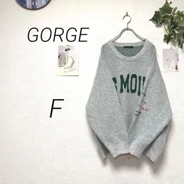 10527 GORGE 골지 영문 자수 니트 F 루즈핏 오버 사이즈