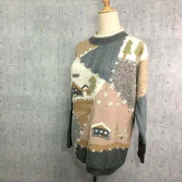 1260 빈티지 패치워크 디자인 니트 스웨터 F