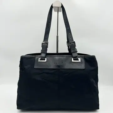 새상품급 에네스베 토트백 A4 수납 가능 숄더 가죽 로고 엠보 블랙