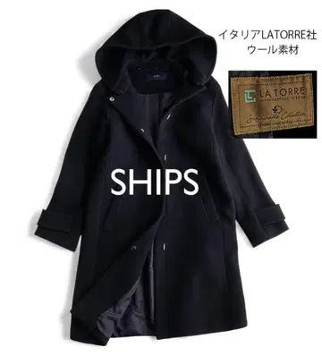 쉽스 SHIPS 이탈리아 원단 2WAY 비익 울 후디 코트 네이비