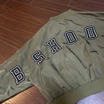 베이비슈프 올리브색 자수 로고 나일론 블루종