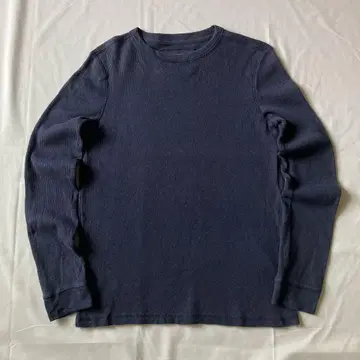 00s 써멀 롱 T 와플 원단 네이비 그런지 Y2K 구제 의류 L