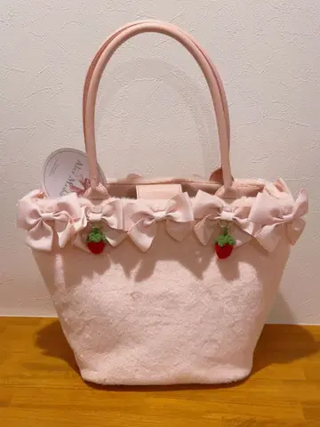 시마무라 마시로아리스 딸기 부착 리본 모티브 백 (핑크)