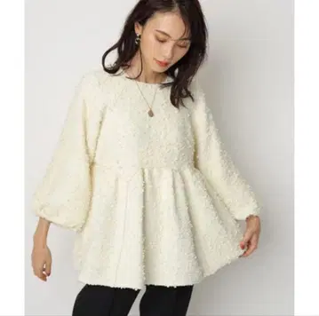 CADUNE 트위드 8부 소매 튜닉 | 화이트 | 38 M