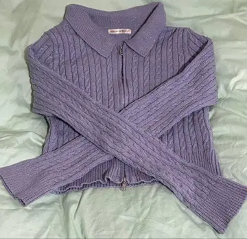 NICE CLAUP W 지퍼 라메 케이블 니트