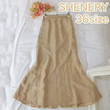 미사용 SHENERY 36 가을 컬러 베이지 큐프라 머메이드 롱 스커트