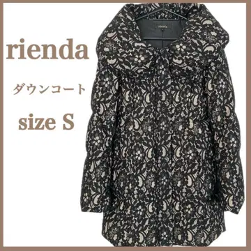 리엔다 rienda 전체 레이스 다운 코트 블랙 x 베이지