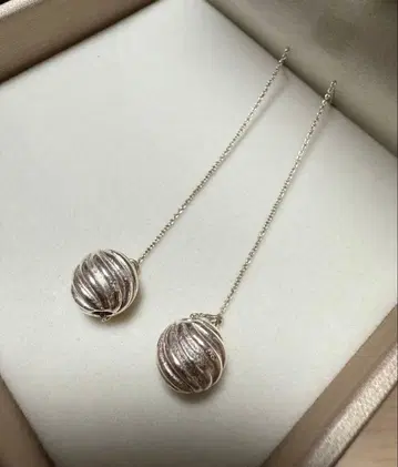 실버 925 트위스트 디자인 롱 귀걸이