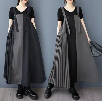 가을/겨울 빅 사이즈 루즈핏 플리츠 롱 스커트 체형 커버 살로펫