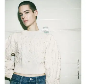 ZARA 모조 진주 케이블 니트 스웨터