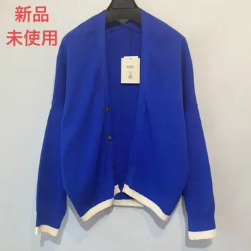 택 포함 미사용 새상품 NARU  배색 절개 가디건 코튼 일본제