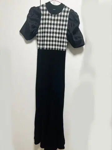 eimy istoire 스프링 깅엄 머메이드 니트 원피스