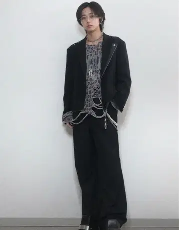 [ GRANCY ] 튤 레이어드 디자인 슬랙스 블랙 L 사이즈