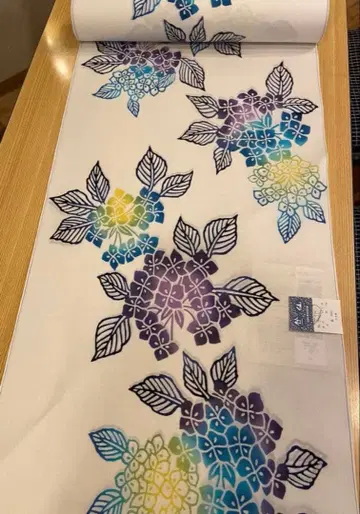 [ 짓센 ] 새상품 유카타 옷감 수국 패턴 염색