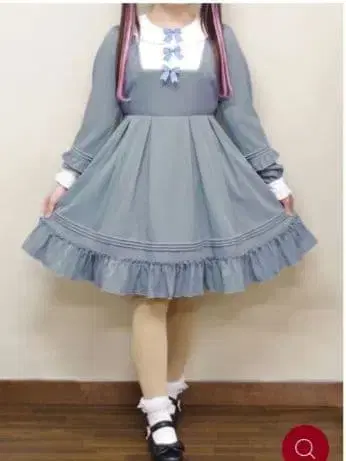 1 택 포함 새상품 Amavel 스퀘어 요크 핀턱 원피스 색스 그레이