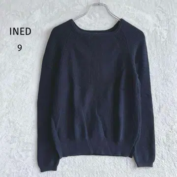 이네드 | 크루넥 스웨터 [9] 리브 슬릿 네이비 오피스 캐주얼