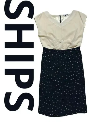 컨디션 최상 SHIPS 쉽스 골드 라메 고급 원피스 베이지 x 블랙