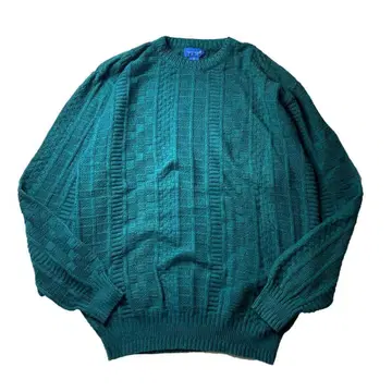 [90s] USA제 TOWN CRAFT 짜임 패턴 코튼 니트 그린