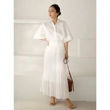 와셔 플리츠 이지 스커트 anuans 아뉴앙스 화이트