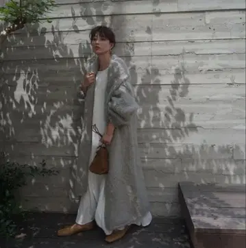 에트르 도쿄 로우게이지 니트 롱 가디건 그레이 gray