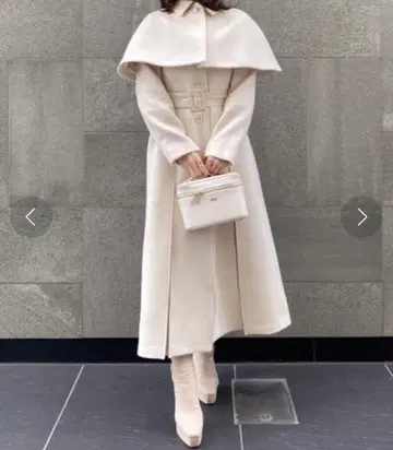 EIMY ISTOIRE 가죽 스위치 케이프 세트 코트 아이보리