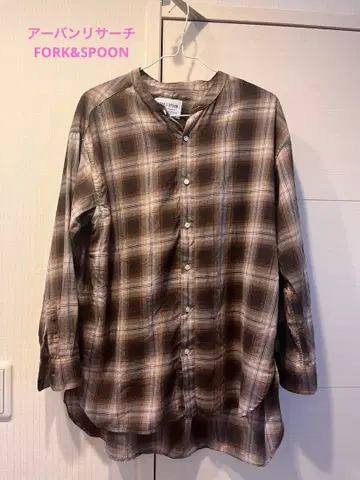 FORK & SPOON 브라운 계열 체크 긴팔 셔츠