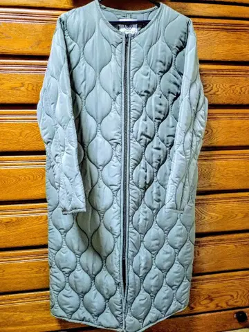 Lugnoncure 올리브 그린 퀼팅 롱 코트 충전솜 프리 사이즈