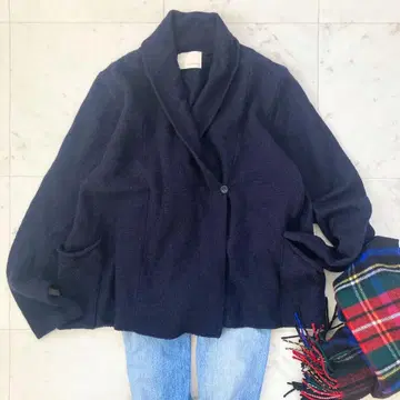 에붐에바 울 니트 자켓 네이비