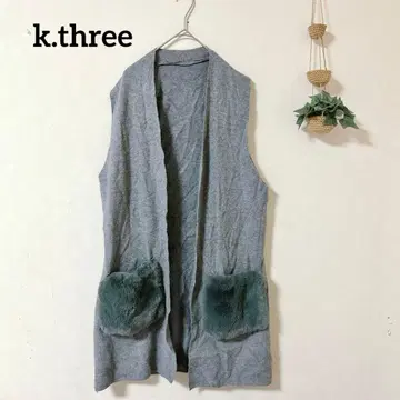 k.three 그레이 베스트 M/L 롱 포켓퍼