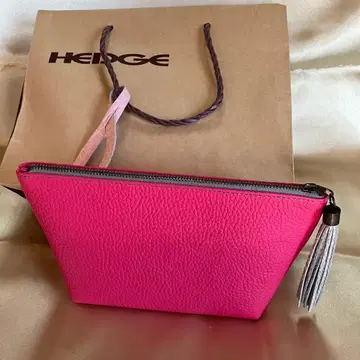 [ 새상품 ] 핑크 가죽 파우치 태슬 포함 [ HEDGE ]