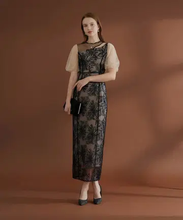 새상품 비대칭 시어 플라워 원피스 드레스