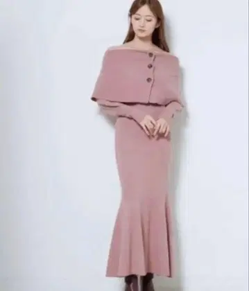 택 포함 새상품 SNIDEL 스나이델 숄 오프숄더 니트 원피스 핑크