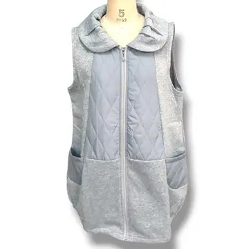 베스트 튜닉 둥근 카라 퀼팅 속기모 코쿤 스웨트 그레이