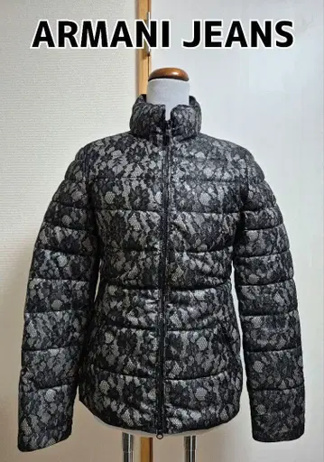 ARMANI JEANS 아르마니진 전체 레이스 패턴 자수 다운 자켓
