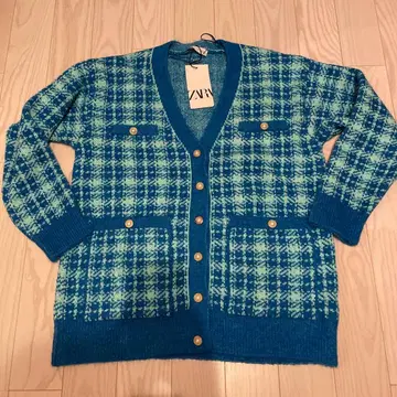 ZARA 자라 새상품 체크 무늬 가디건