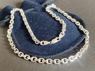 앤티크 실버 체인 목걸이 이탈리아제 50cm 은제