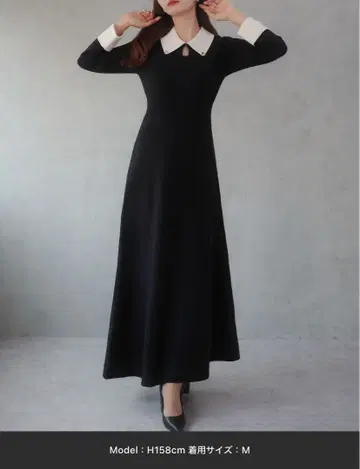 바이컬러 세미 플레어 니트 원피스