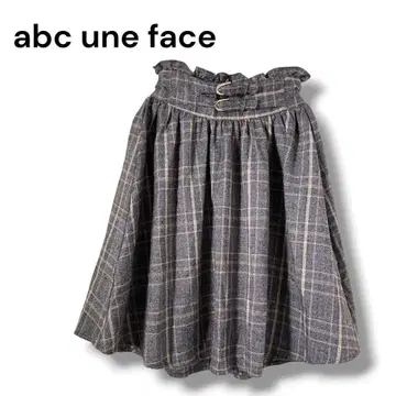 아베세안 페이스 플레어 스커트 체크 무늬 더블 벨트 프리