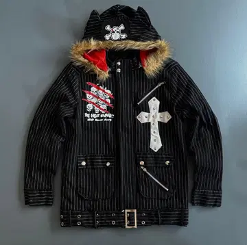 드럭 허니 고양이 귀 퍼 자켓 스컬