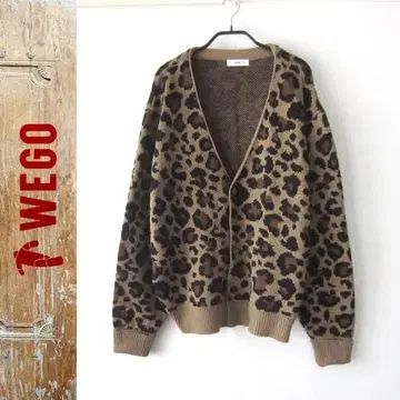 새상품급 WEGO 레오파드 무늬 니트 빅 가디건 M