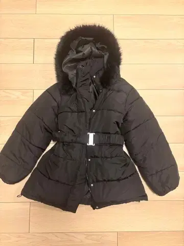 GRL 벨트 포함 퍼 충전솜 다운 코트