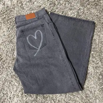 size2 [Chico] 하트 박스 와이드 데님 팬츠s 그레이