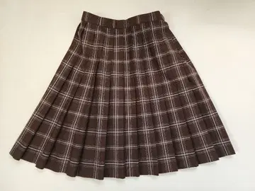 [ 베네통 ] 체크 무늬 플리츠 스커트 브라운 브라운 시조나와테
