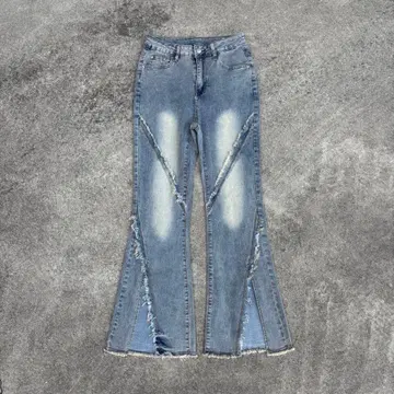 절개 크러쉬 데님 플레어 팬츠 y2k 그런지 스트릿