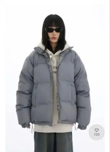 지저인ONLINE 다운 자켓 그레이 리버서블