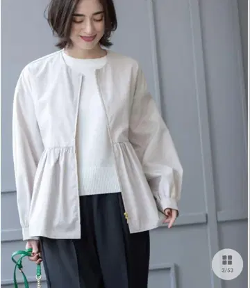 OPAQUE.CLIP 발수 노카라 페플럼 블루종 그레이지 M