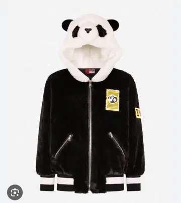주술회전 콜라보 팬더 후드 부착 플리스 자켓