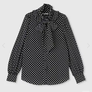 LOULOU WILLOUGHBY 데신 도트 프릴 보타이 블라우스